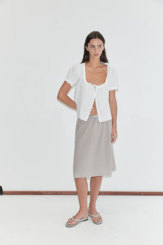 Flounced Top in White