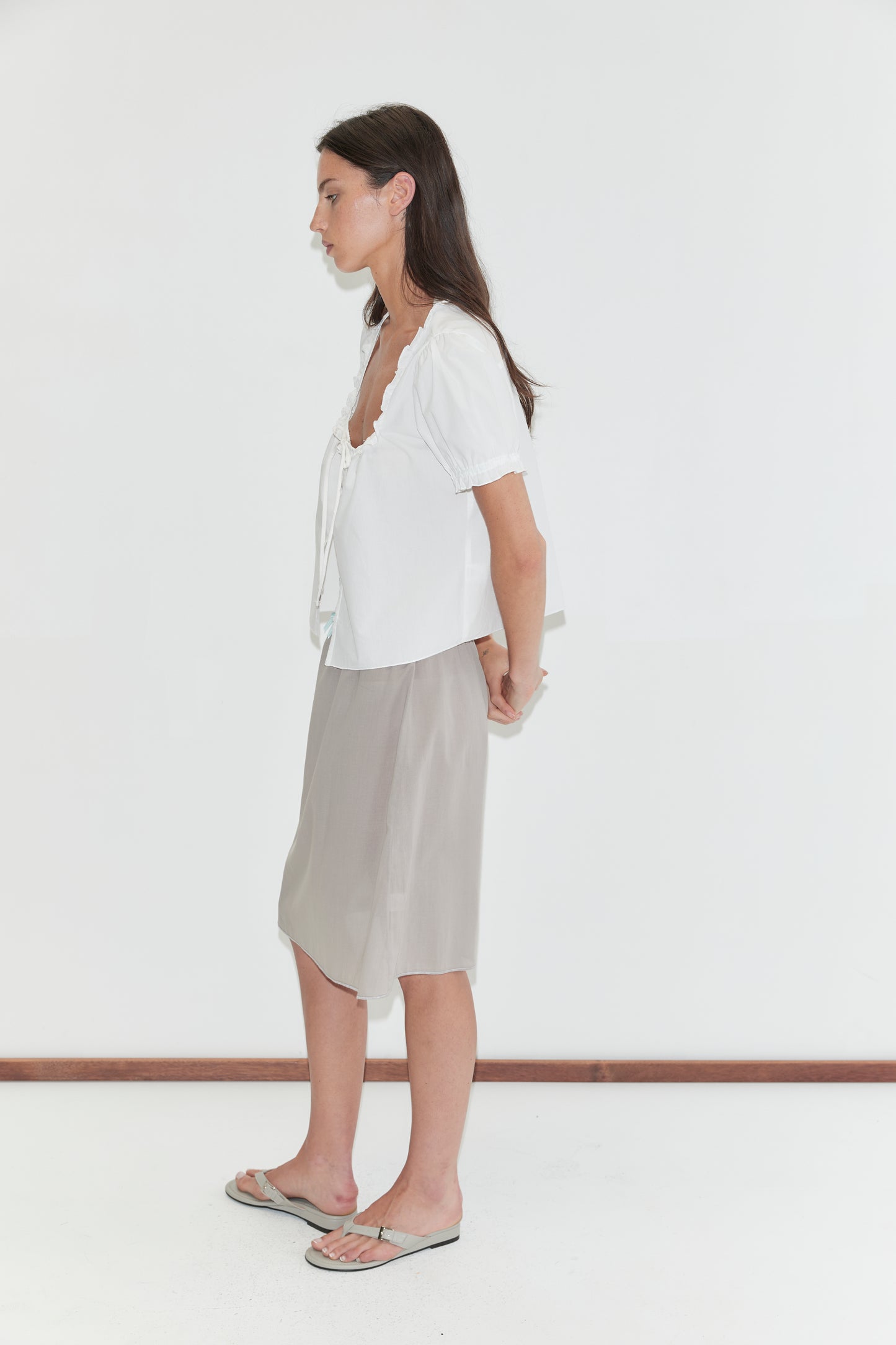 Flounced Top in White