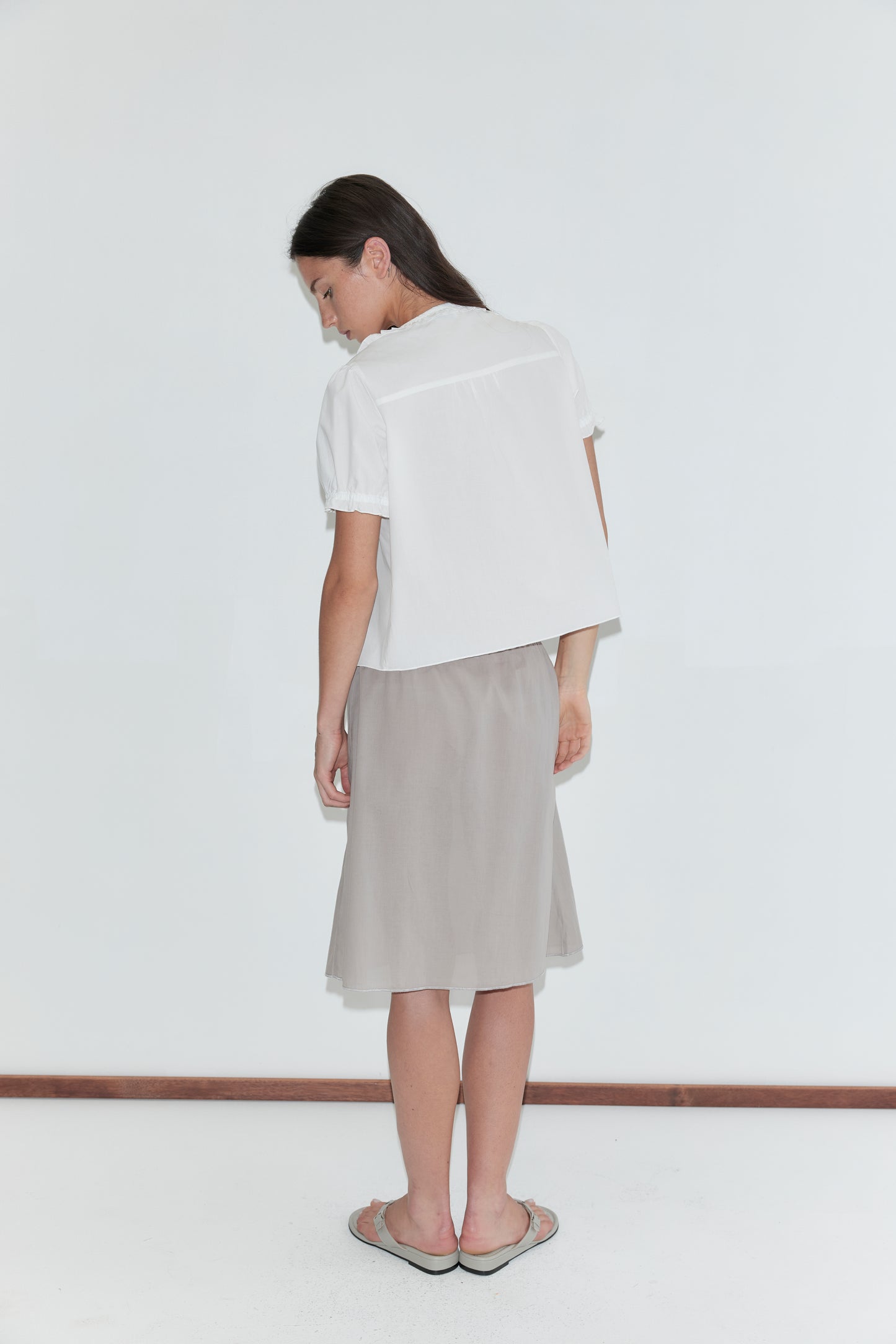 Flounced Top in White