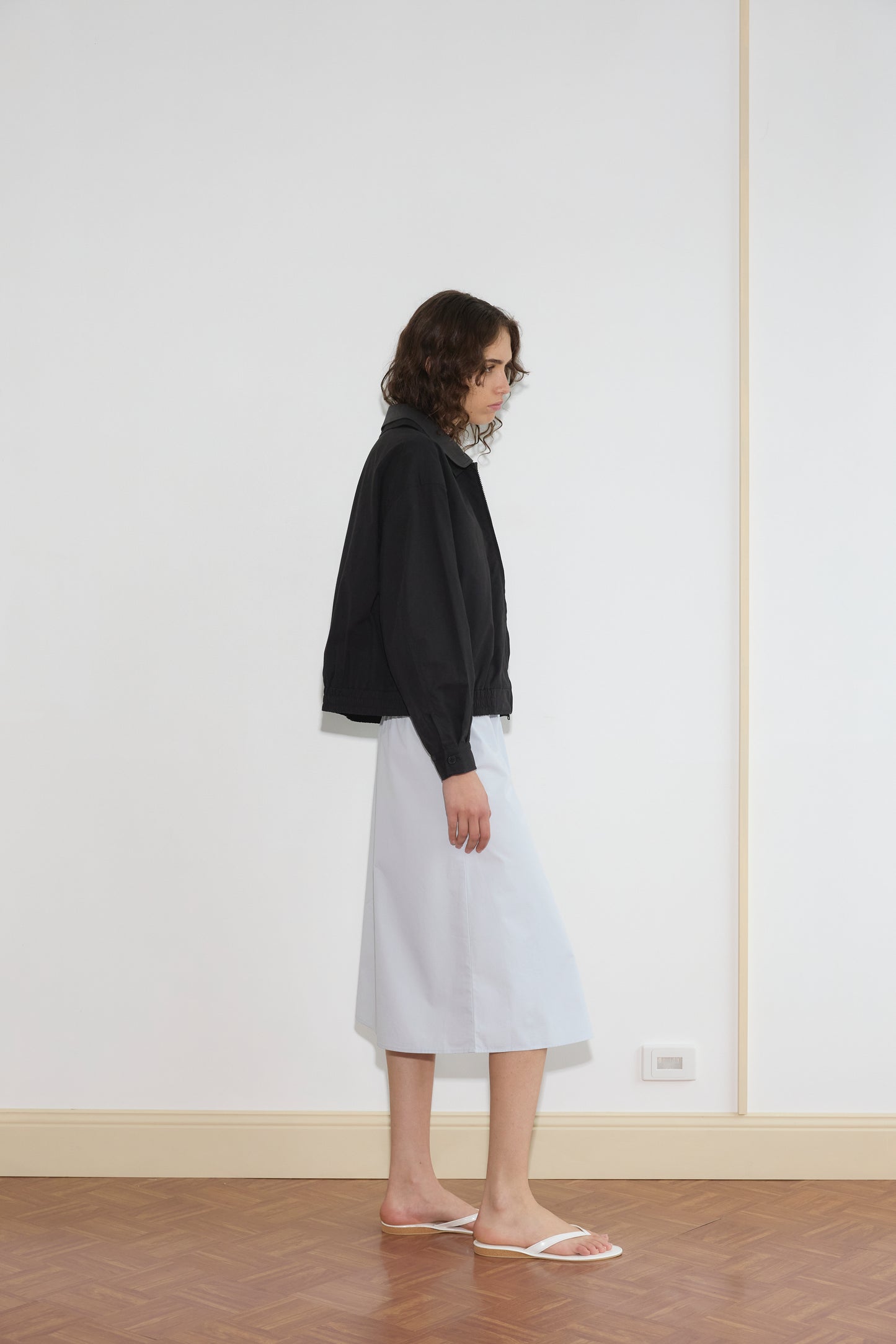 Collared Zip Jacket in Black Contrast