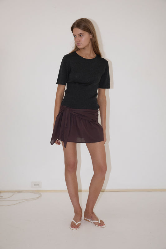 Belted Skirt in Wine