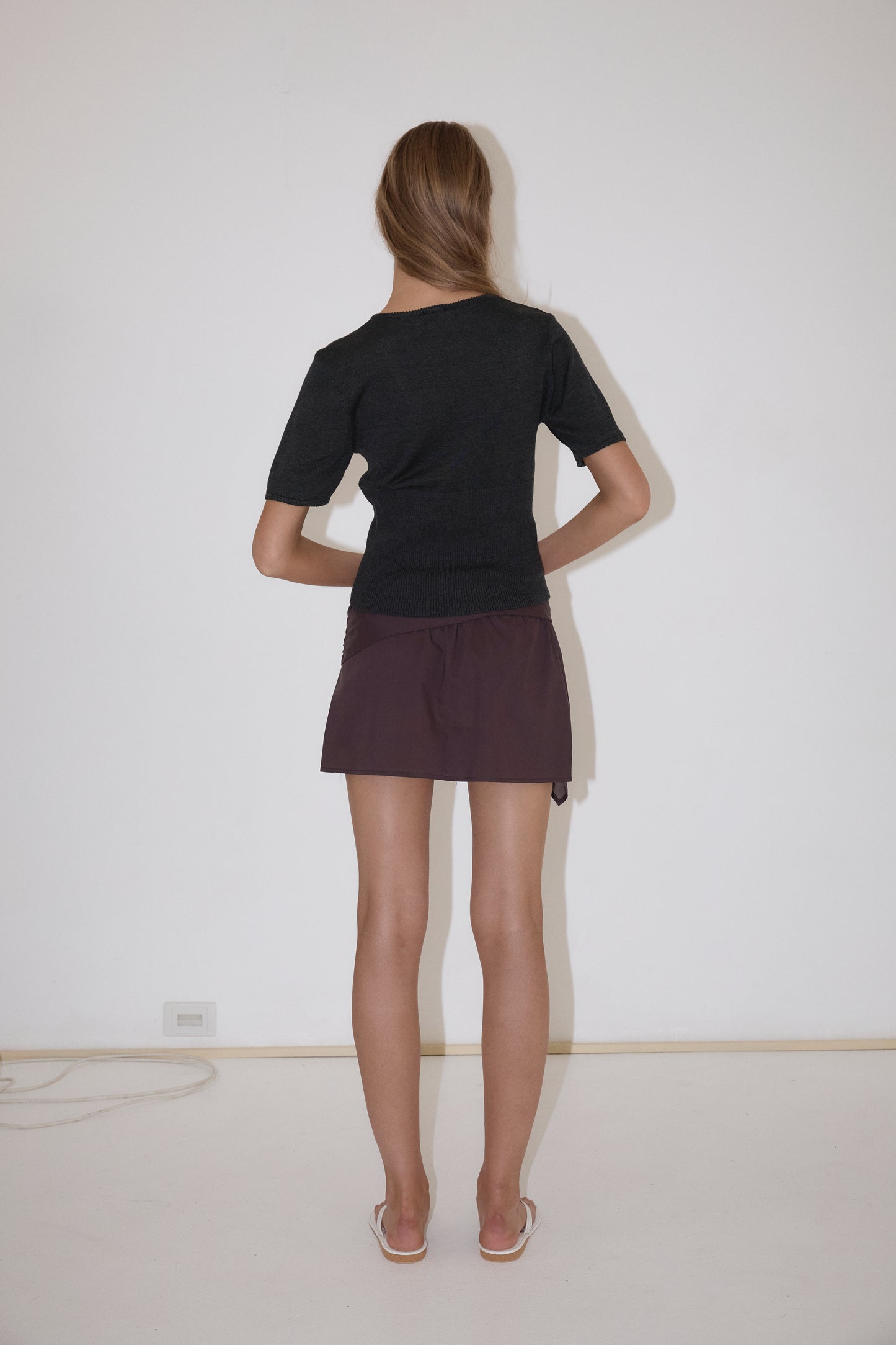 Belted Skirt in Wine