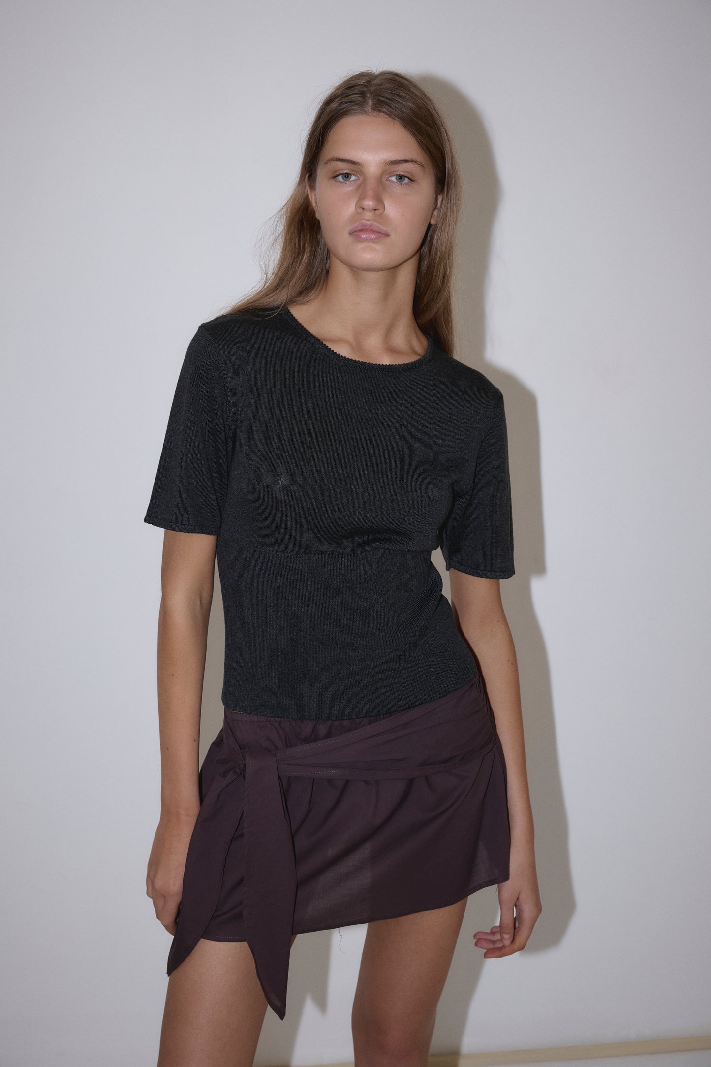Belted Skirt in Wine