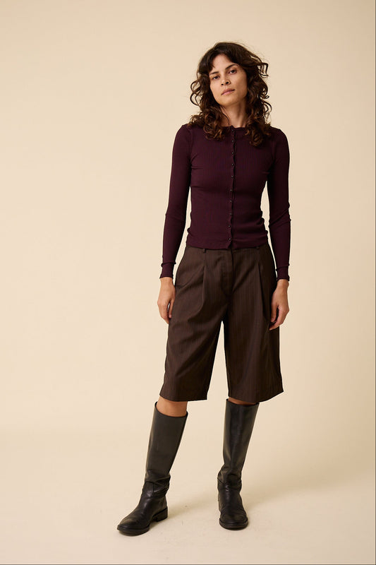 Remy Shorts in Chocolate Pinstripe
