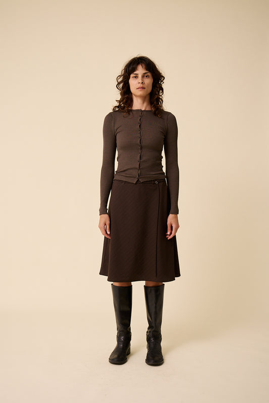 Ramona Skirt in Chocolate Pinstripe