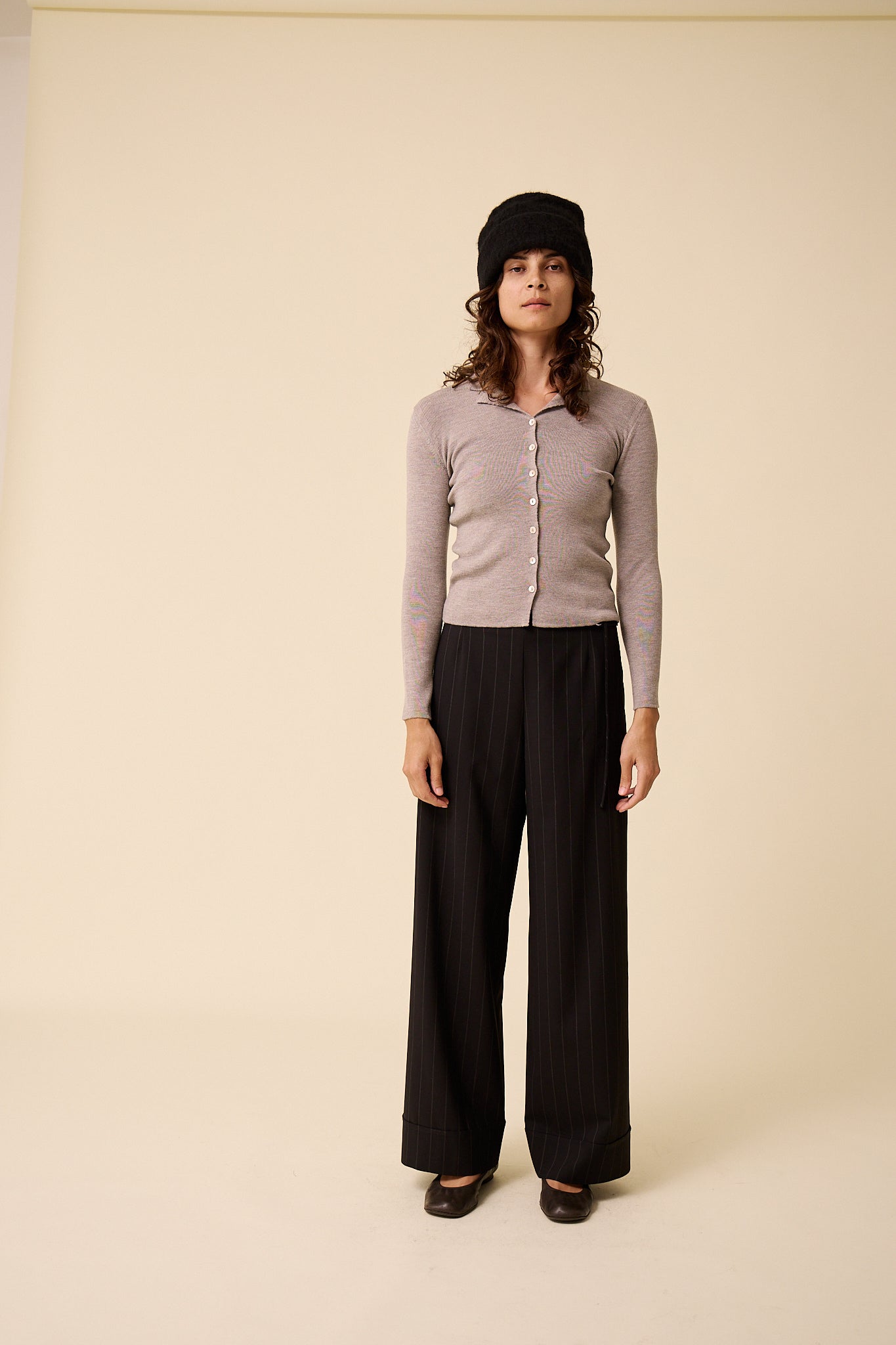 Ramona Trouser in Black Pinstripe