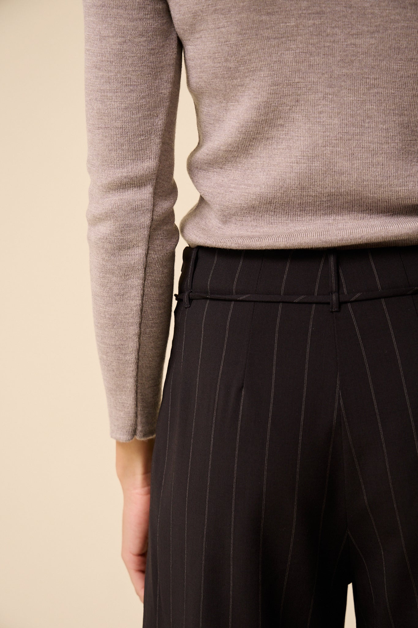 Ramona Trouser in Black Pinstripe