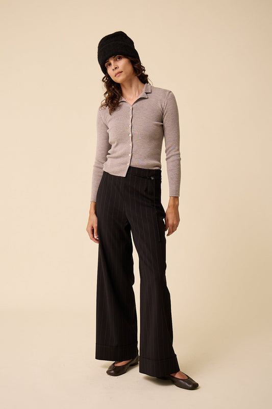 Ramona Trouser in Black Pinstripe