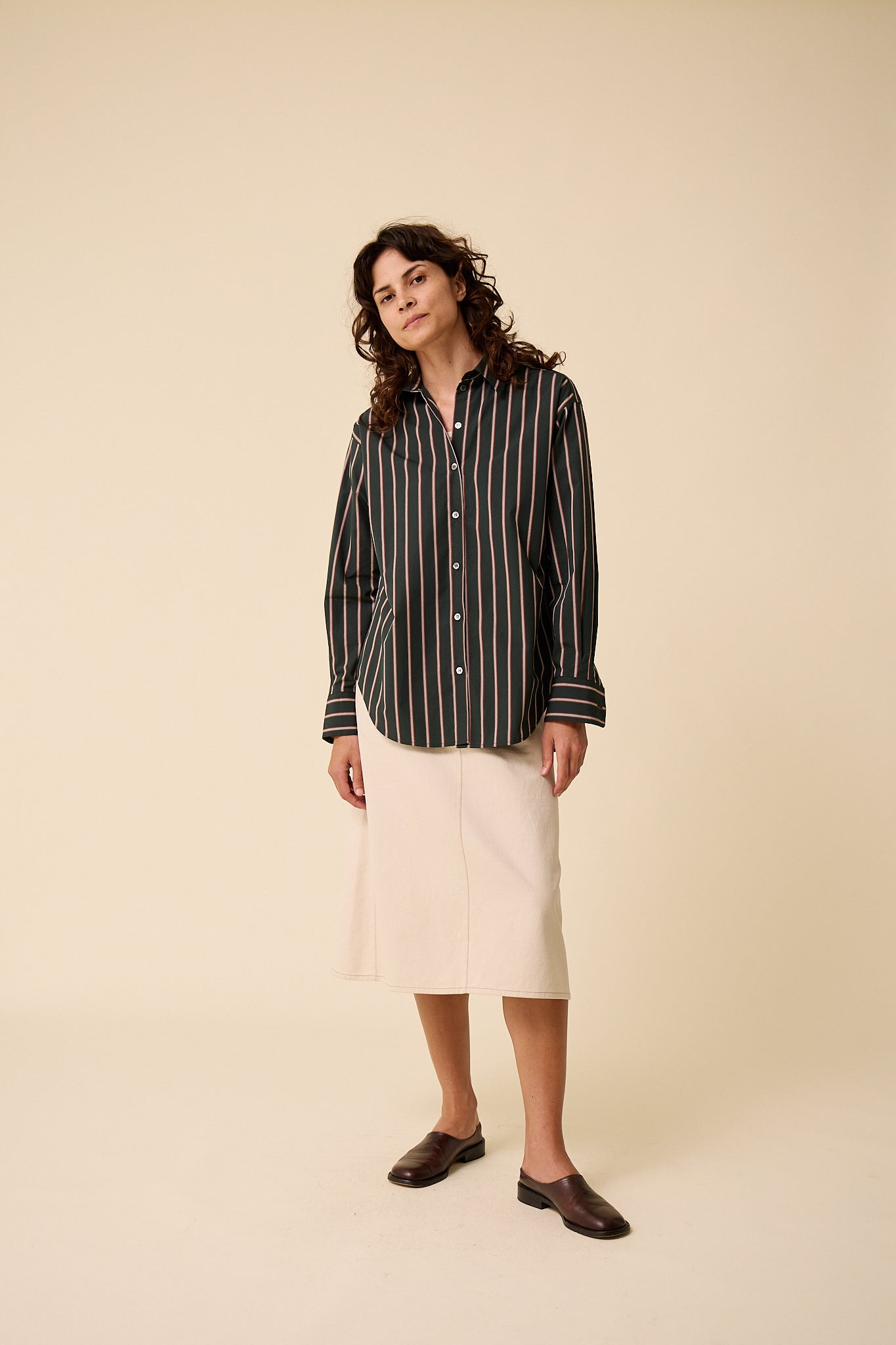 Maryse Shirt in Forest Stripe