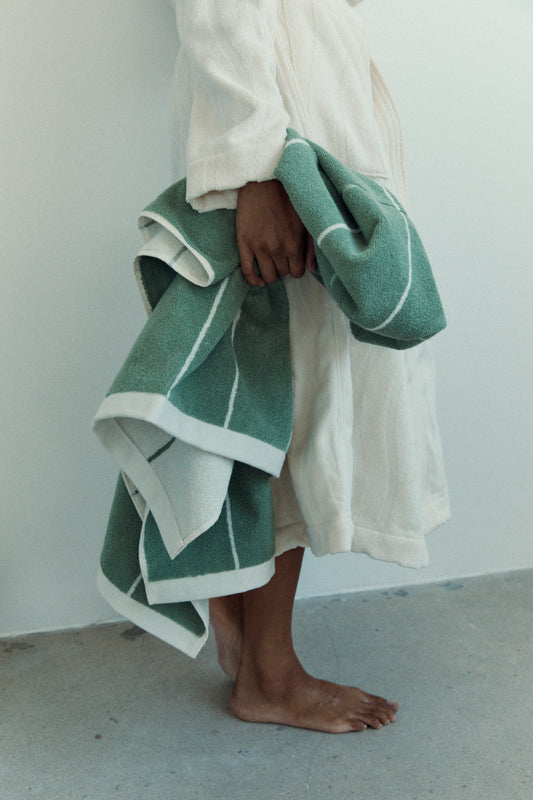 Bethell Bath Towel in Sage & Chalk
