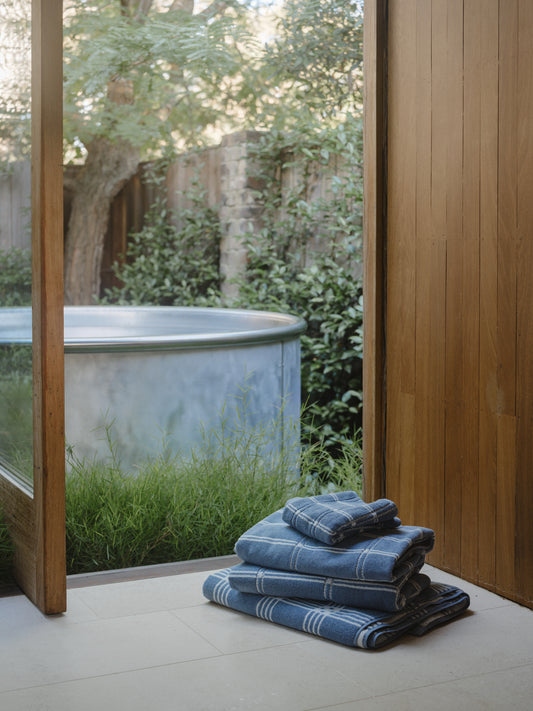 Ness Hand Towel in Celeste & Chalk