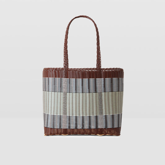 Mercado Tote Basket in Chocolate & Palm