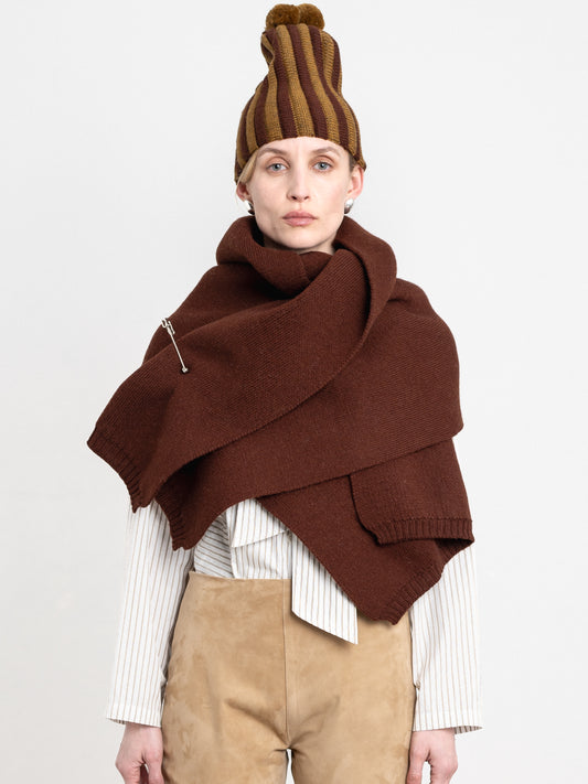 British Merino Wool Scarf in Bordeaux