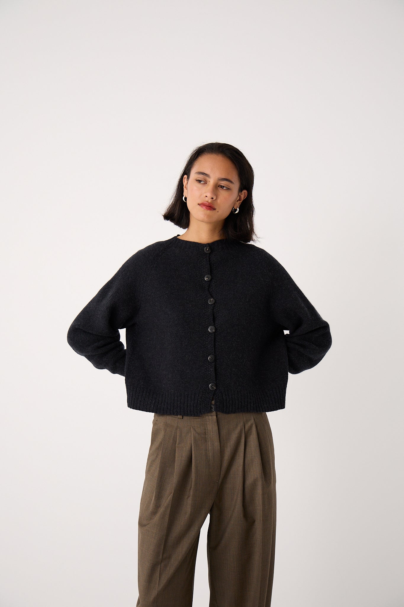 Loft Cardigan in Almost Black