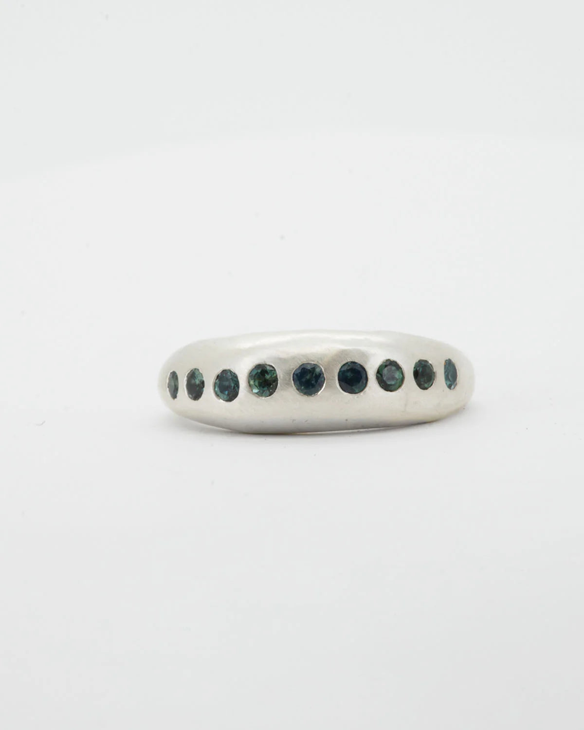 Nuque Ring with Teal Sapphires in Silver