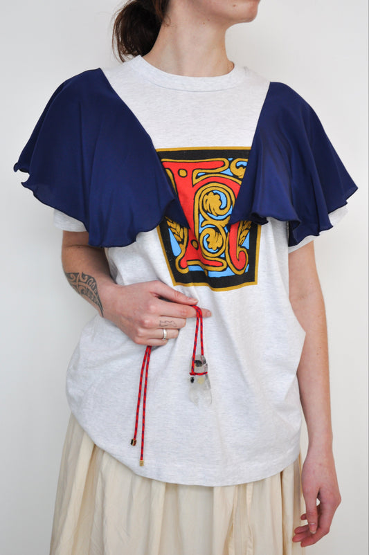 Frill T-Shirt in Blue & Navy