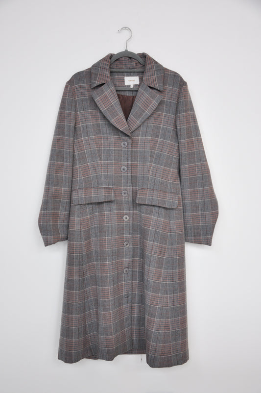 Penny Sage Tartan Coat - multi brown/grey