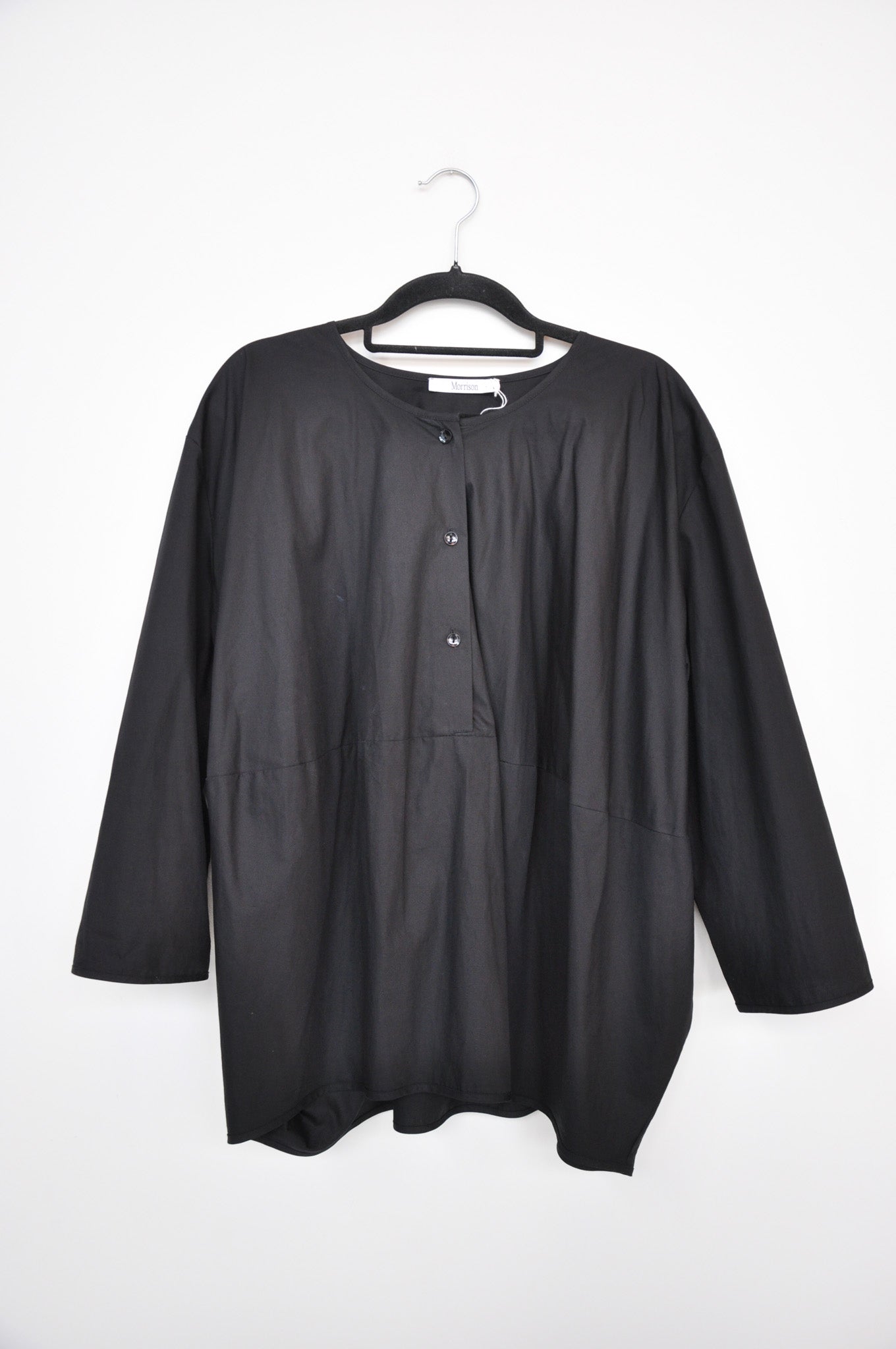 Morrison Collarless Blouse - Black