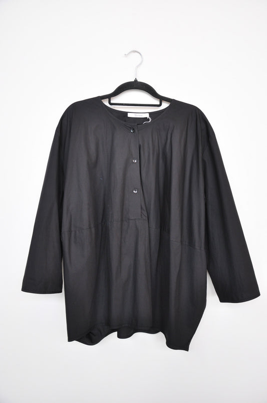 Morrison Collarless Blouse - Black