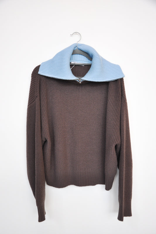 Wynn Hamlyn Turtle Neck Jumper - brown & blue