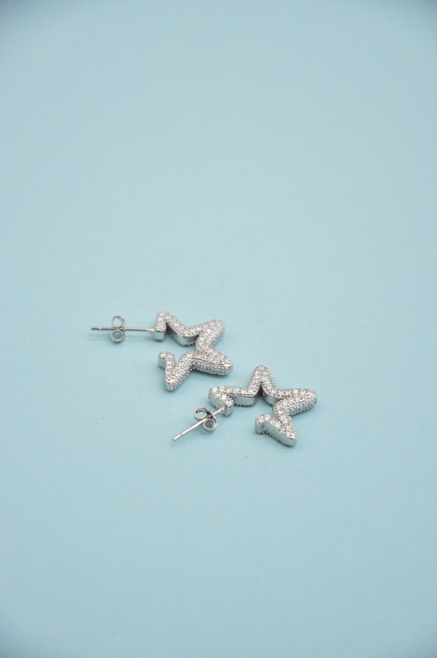 Rhinestone Star Earrings in Crystal Clear