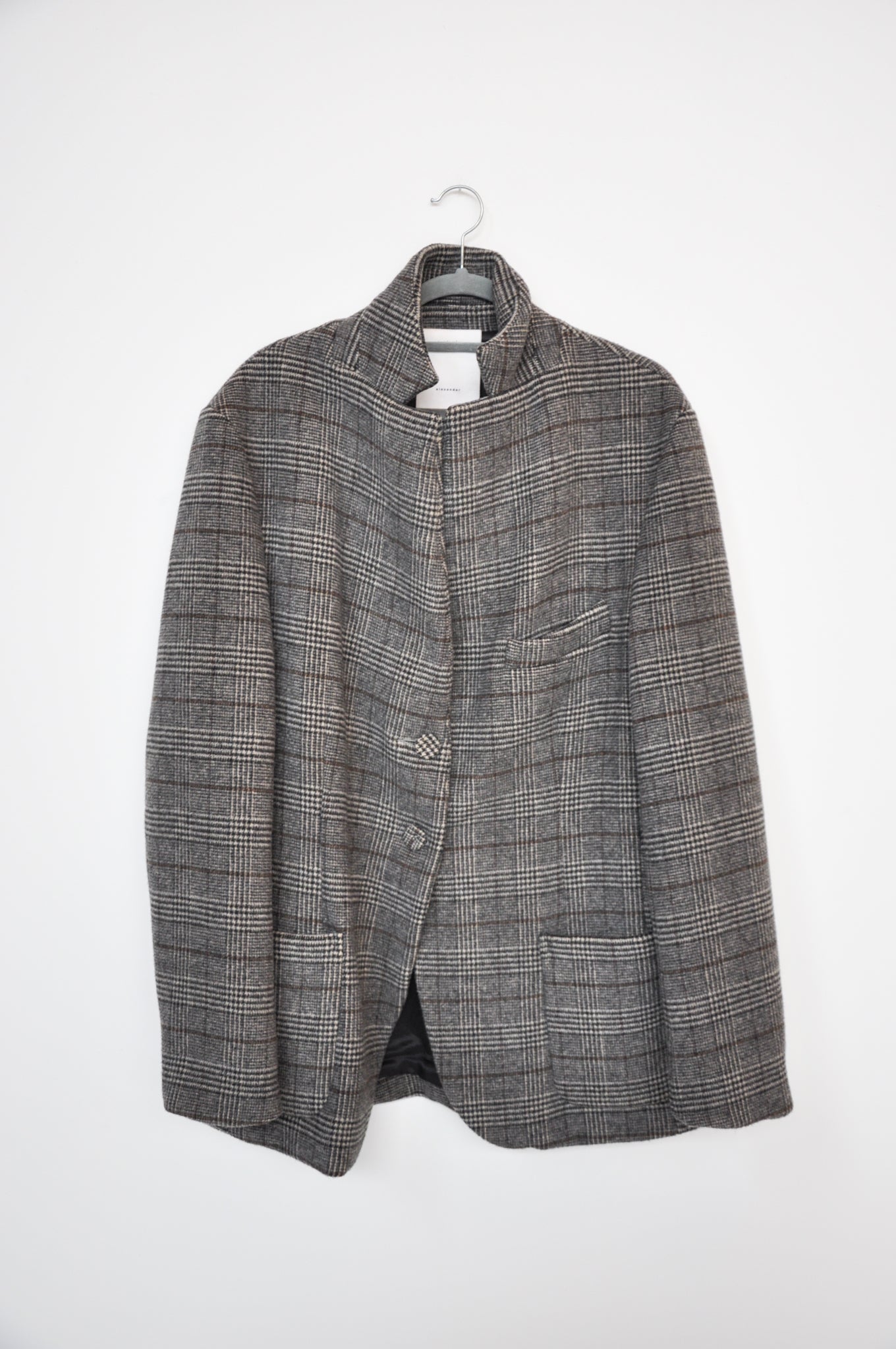 Benjamin Alexander Oversized Wool Jacket - grey tartan