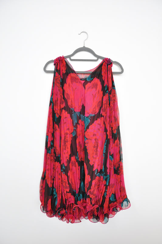 Marc Jacobs Floral Silk Dress - multi pink/black/orange