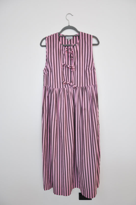 Ganni Striped Dress - pink/brown