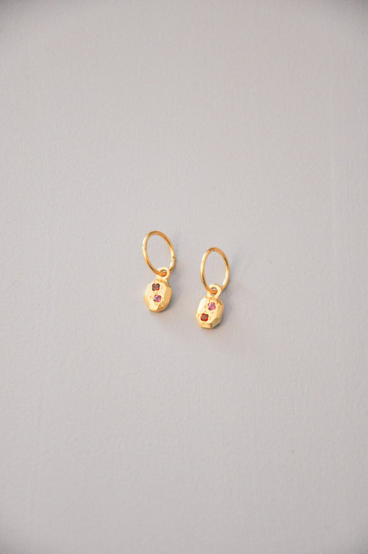 Speckled Earrings in Garnet & Gold