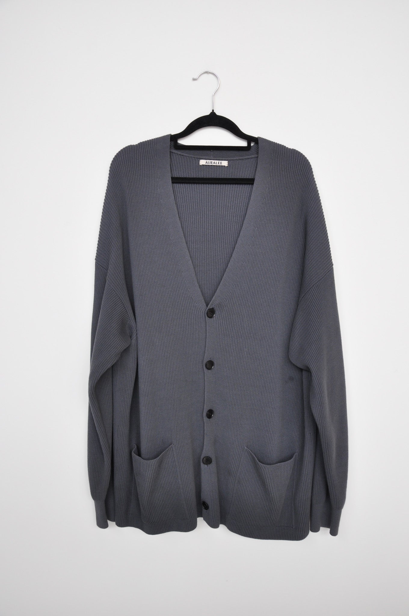 Auralee Ribbed Cardigan - Grey