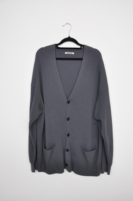 Auralee Ribbed Cardigan - Grey