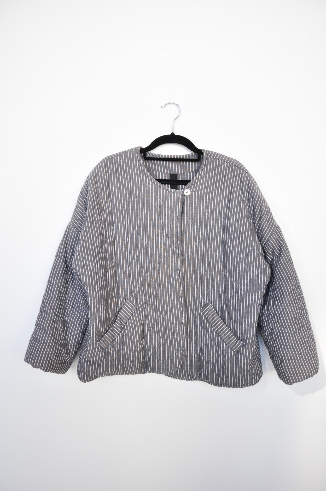 Kowtow Quilted Jacket - Grey/White Stripe
