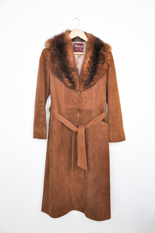 Marcol Suede Possum Coat - Brown