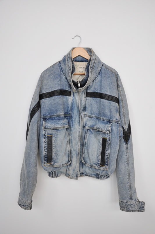Fear Of God Bomber Jacket - Pale Indigo / Leather