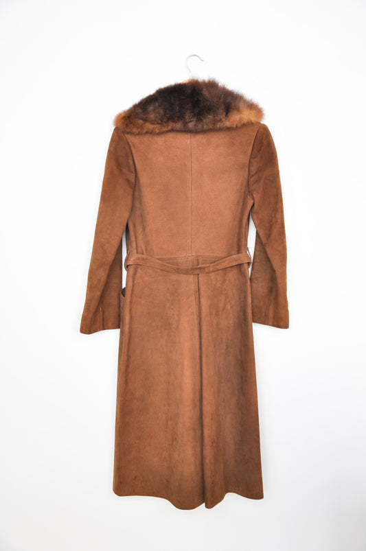 Marcol Suede Possum Coat - Brown