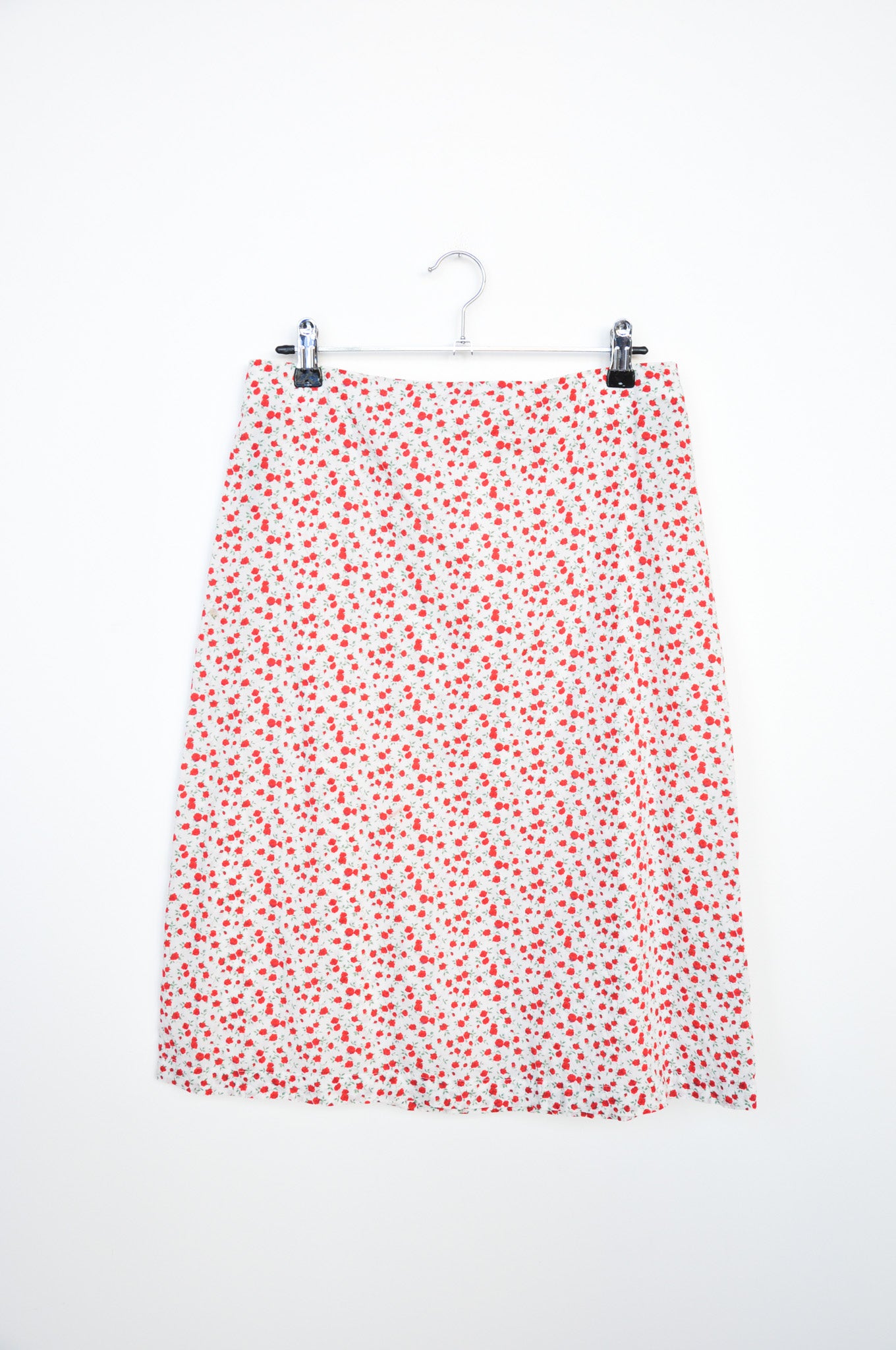 Helen Cherry A-line Skirt - White / Red Floral