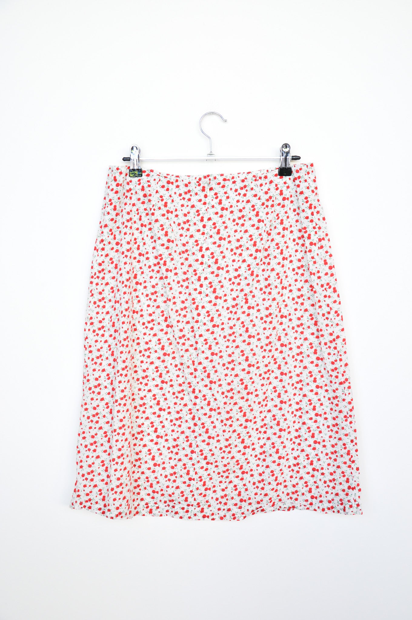 Helen Cherry A-line Skirt - White / Red Floral