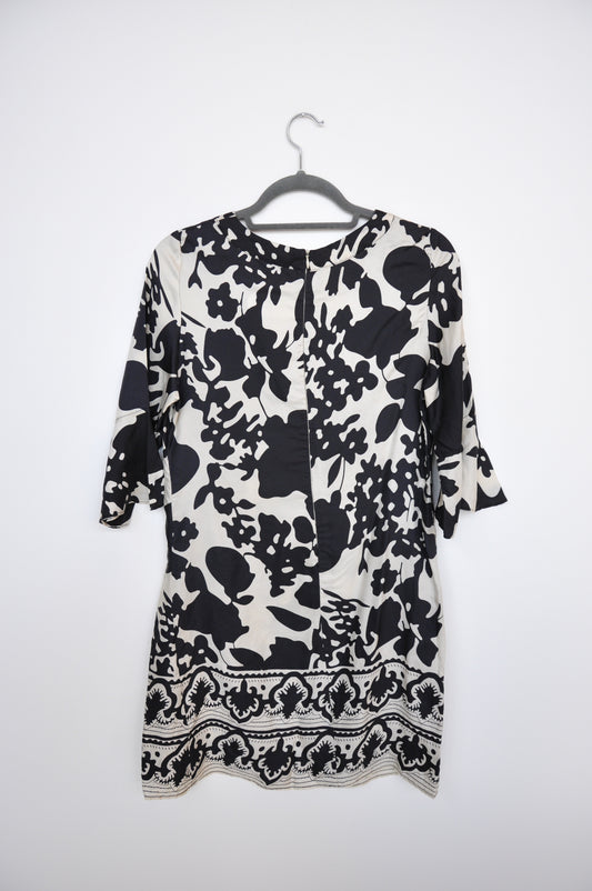 Chloe Silk Mini Dress - navy/beige