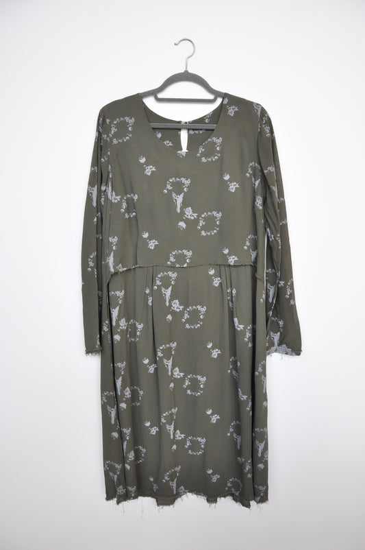 Nom D Floral Dress - green and grey