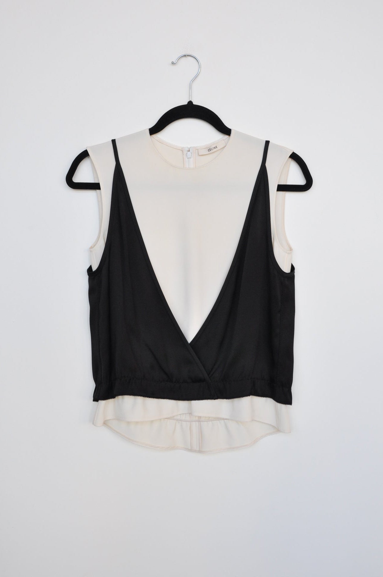 Céline Silk Layered Blouse - Cream / Black