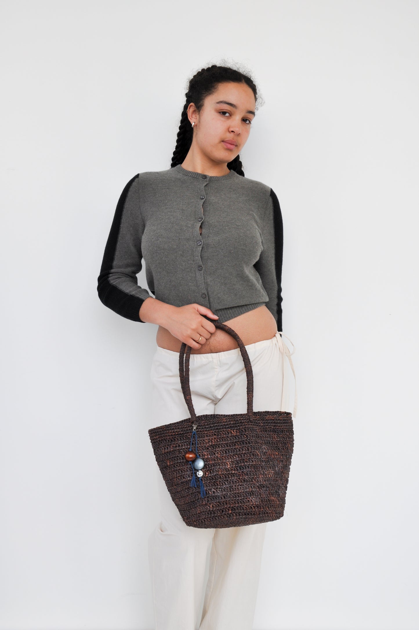 Classic Bucket With Charm in Mid Brown