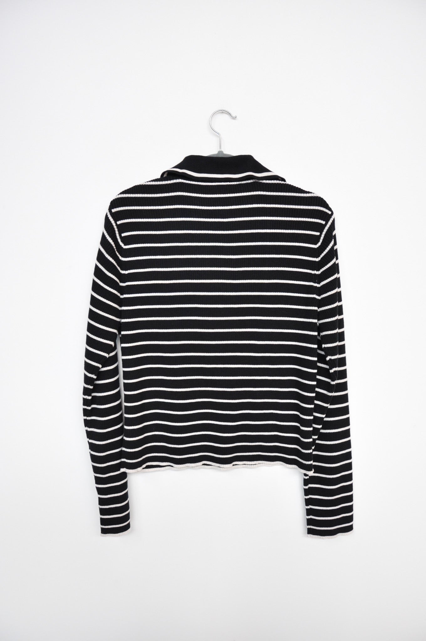 Kowtow Longsleeve Polo - Black/White Stripes