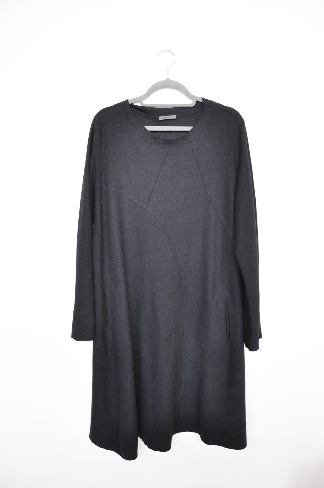OSKA Geometric Wool Dress - Black