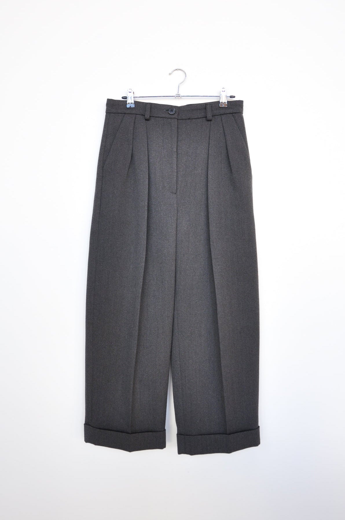 James Bush Pleated Trousers - Charcoal Wool