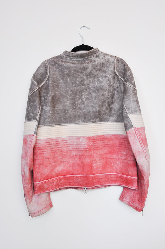 Wynn Hamlyn Leather Jacket - red/cocoa/off-white