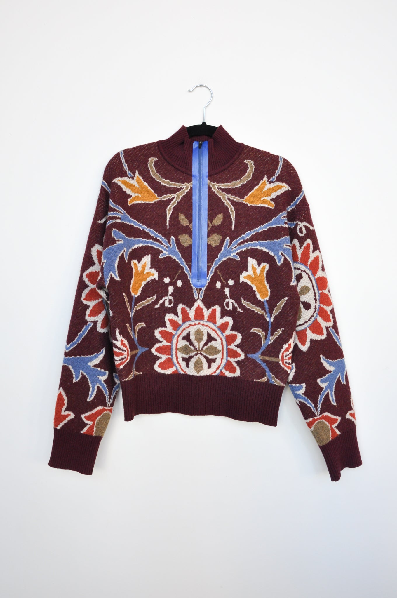 Wynn Hamlyn Zip Sweater - Wine / Floral Multi