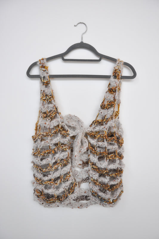 Goldie Woven Vest (3) - multi grey/yellow/orange