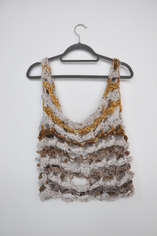 Goldie Woven Vest (3) - multi grey/yellow/orange