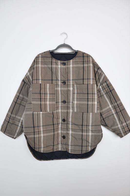 Ricochet Quilted Jacket - brown/black/white