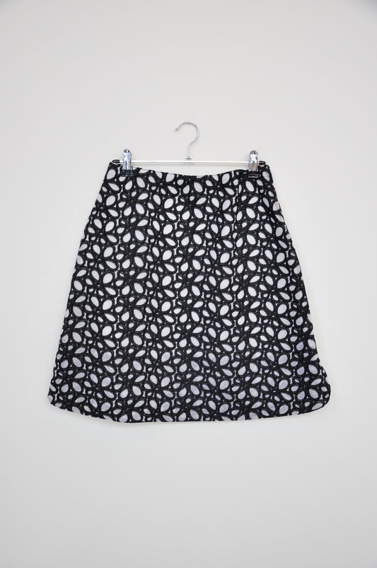 Alaia Floral Mesh Skirt - black/white